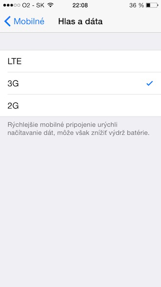 iOS 8.1 LTE 3G 2G switch