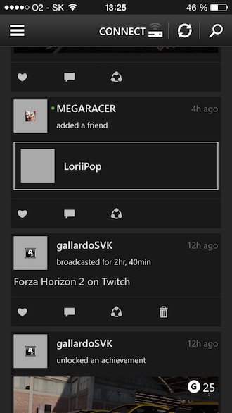 Xbox One SmartGlass Feed
