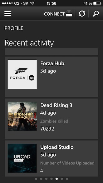 Xbox One SmartGlass activity