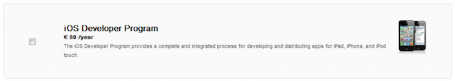 iOS Developer Program 80 euro