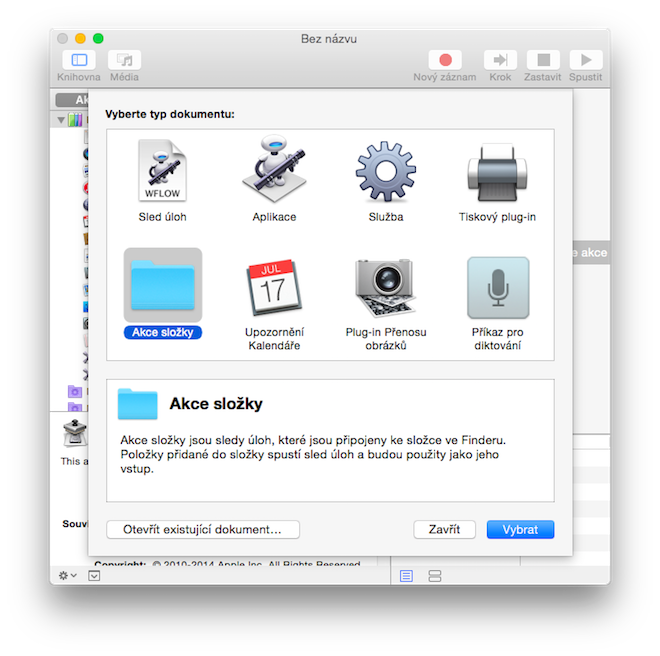 Akce složky - Automator