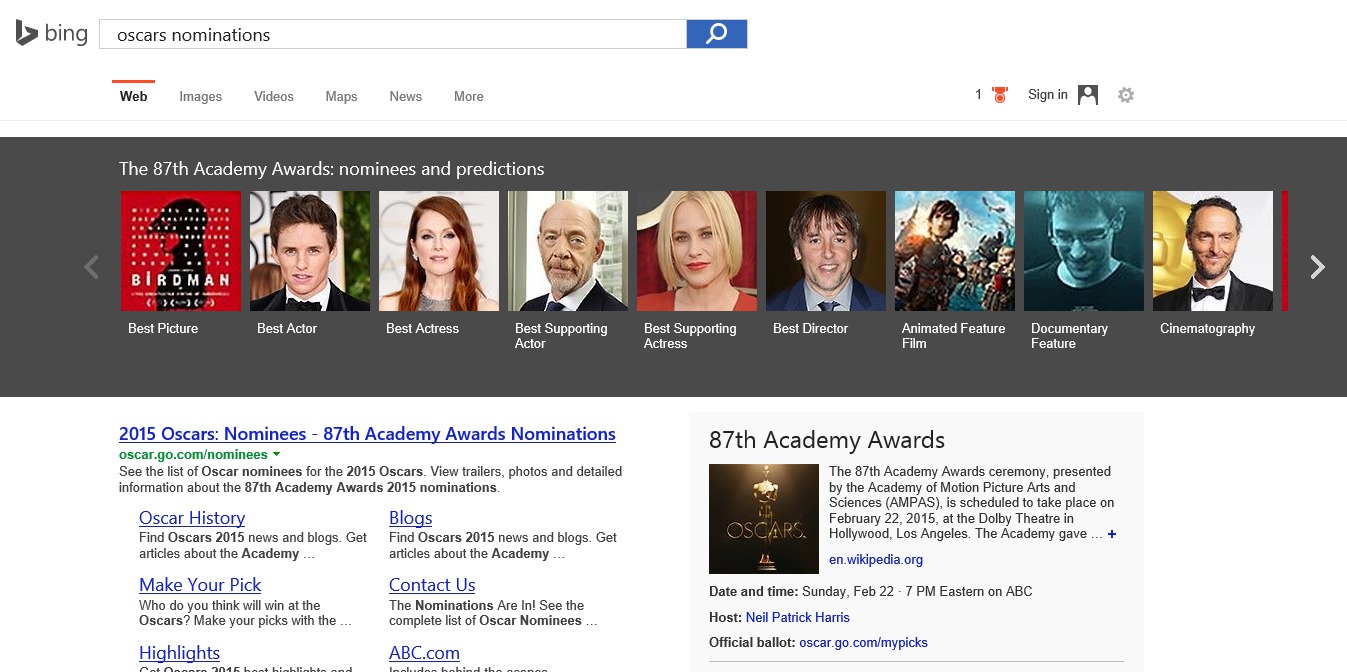 Cortana Oscar Nominations