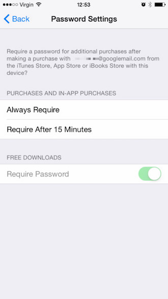 iOS 8.3 Password Settings