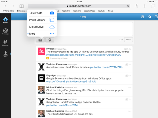 iOS 9 beta 4 web upload