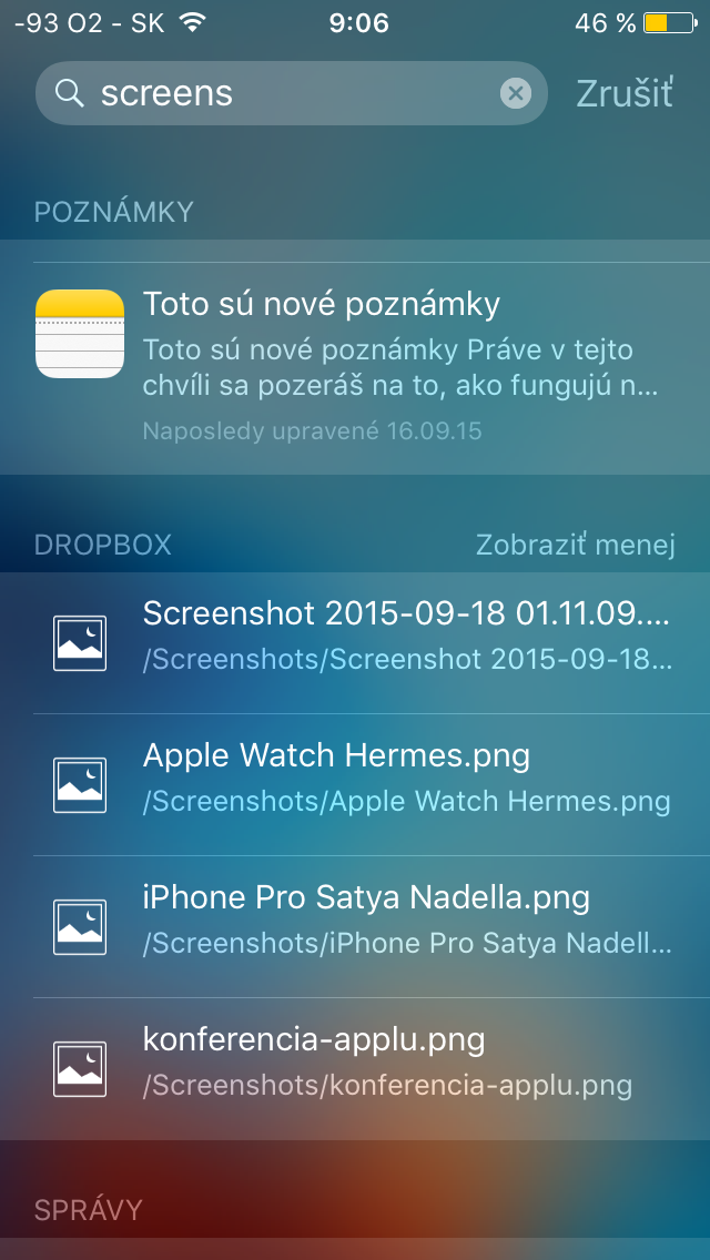 Dropbox iOS 9 Spotlight