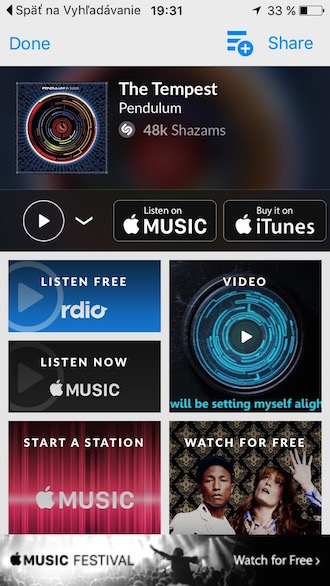 Shazam iOS 9
