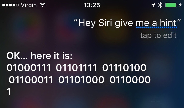 Hey Siri give me a hint