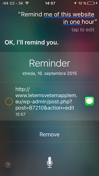 iOS 9 Siri Remind Me