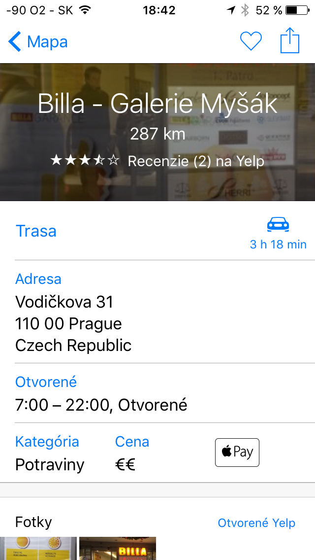 Billa Praha Apple Pay