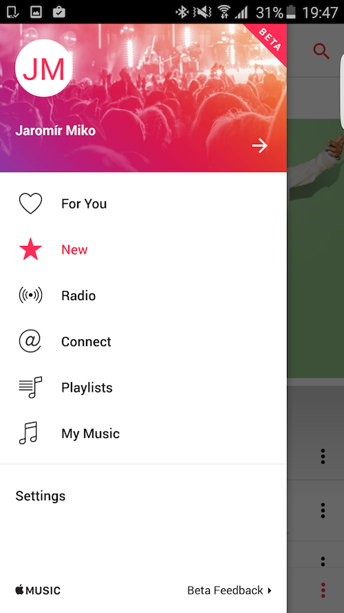 Apple Music Android Menu