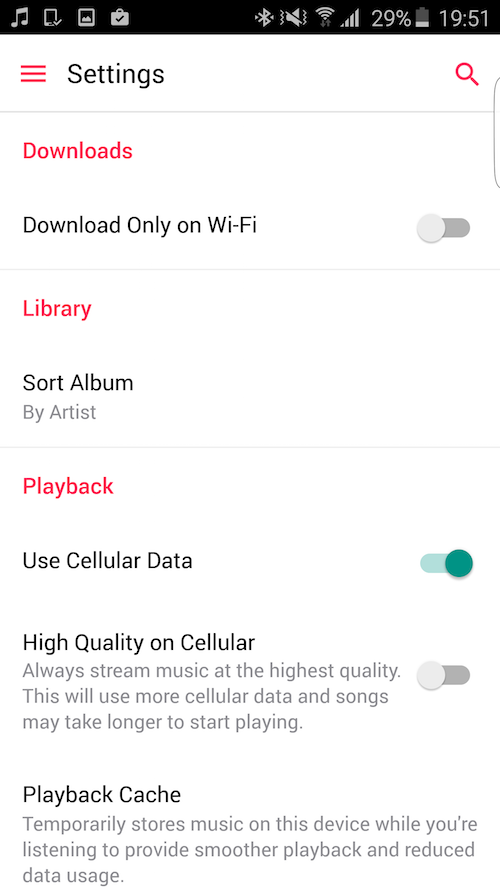 Apple Music Android Settings