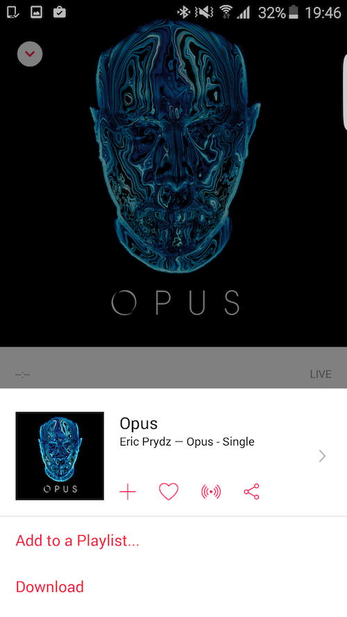 Apple Music Android Track Options