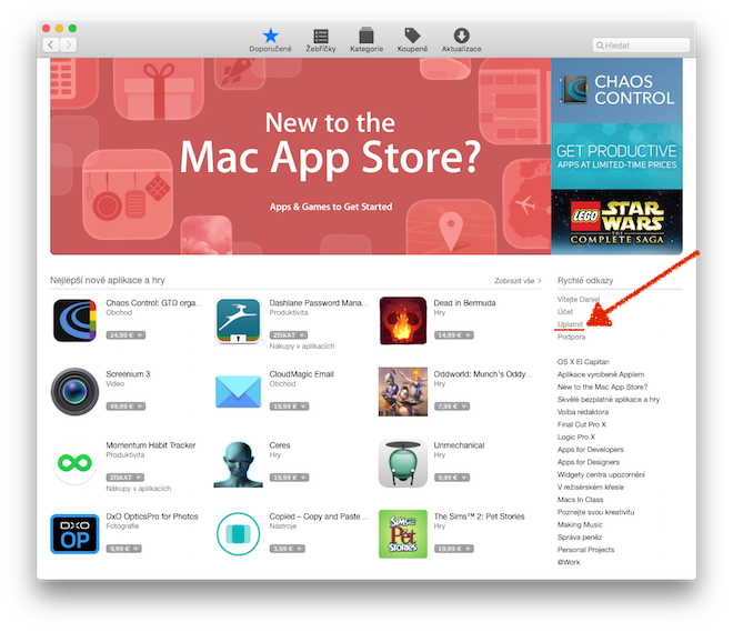 Mac App Store Uplatnit kod