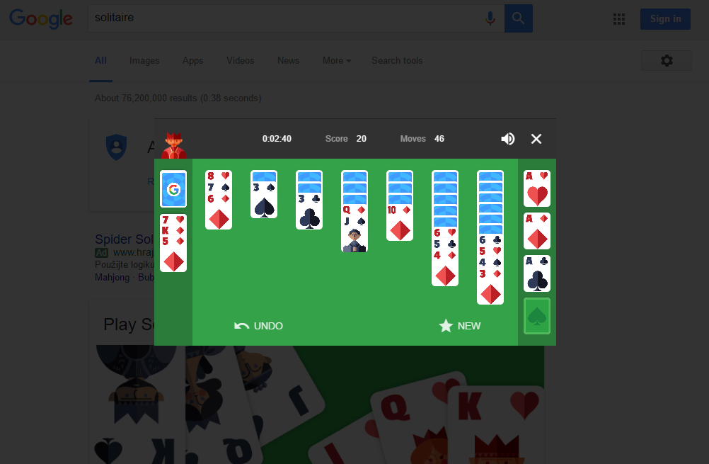 Solitaire Google