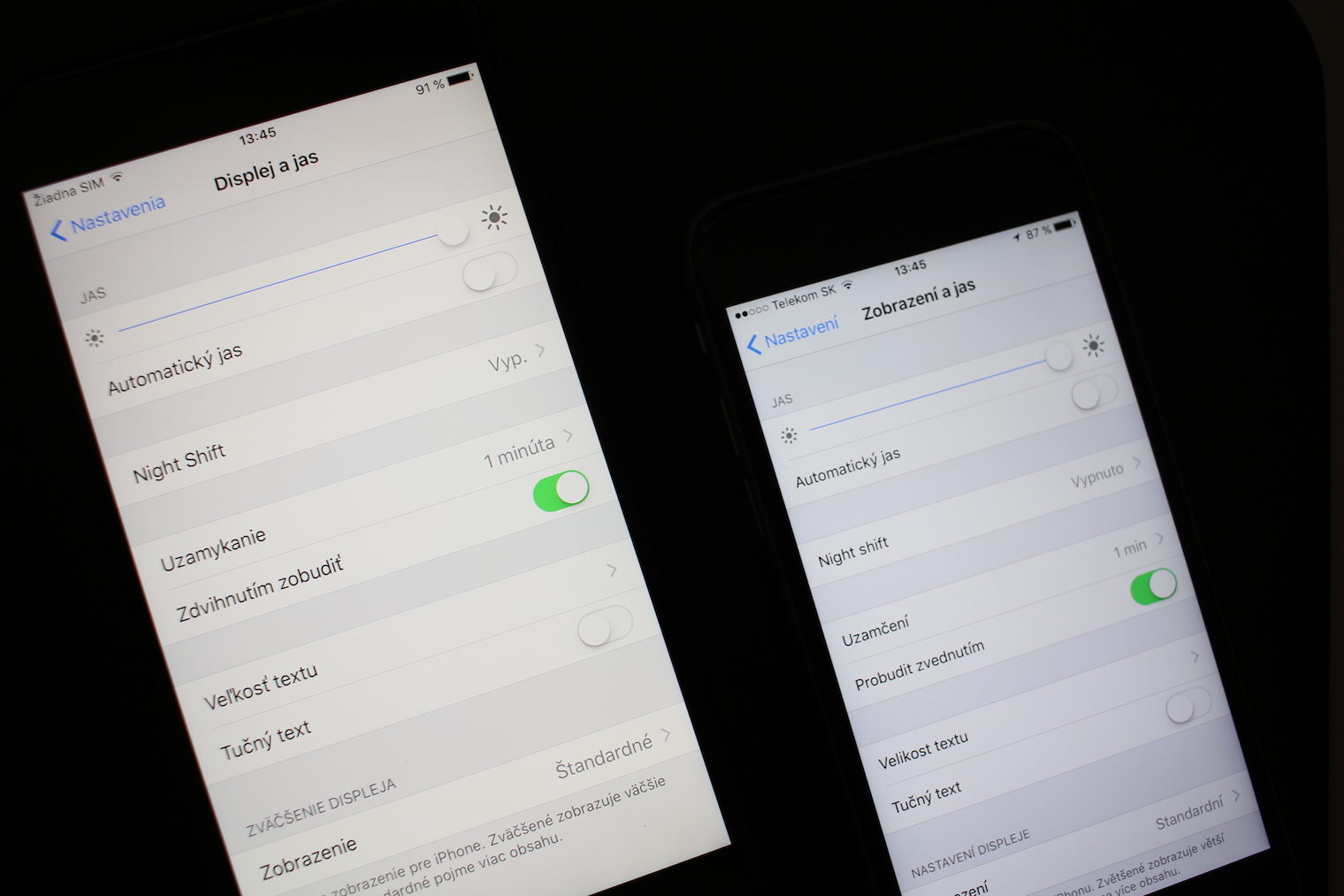 iphone settings comparison