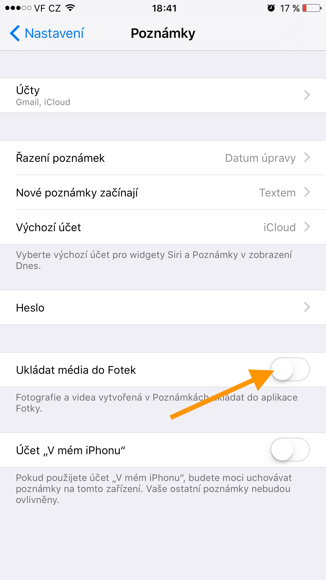 iphone notes settings