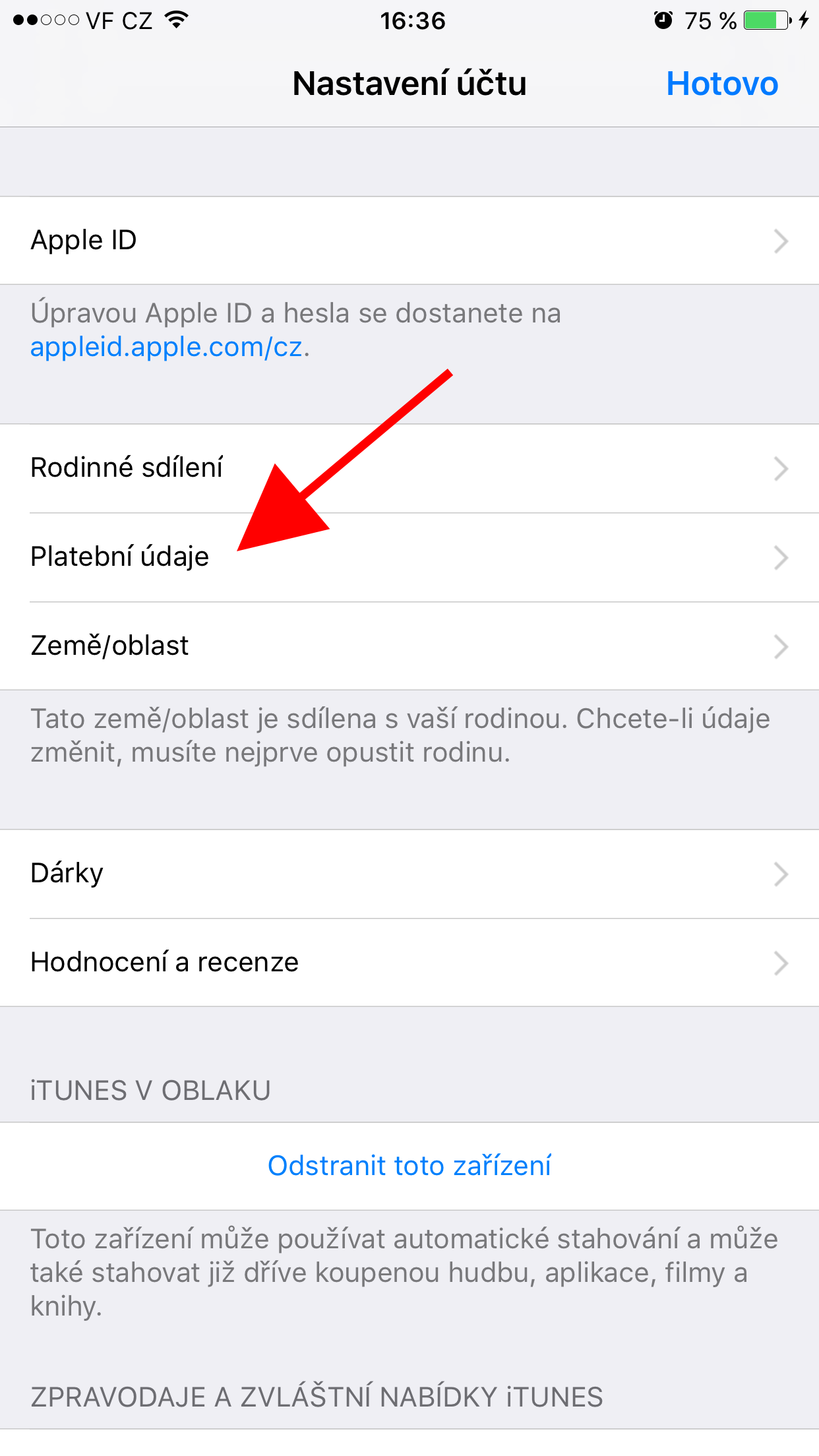 account settings payment info