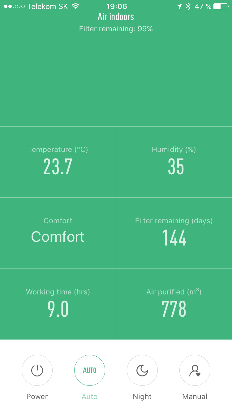 air quality comfort settings