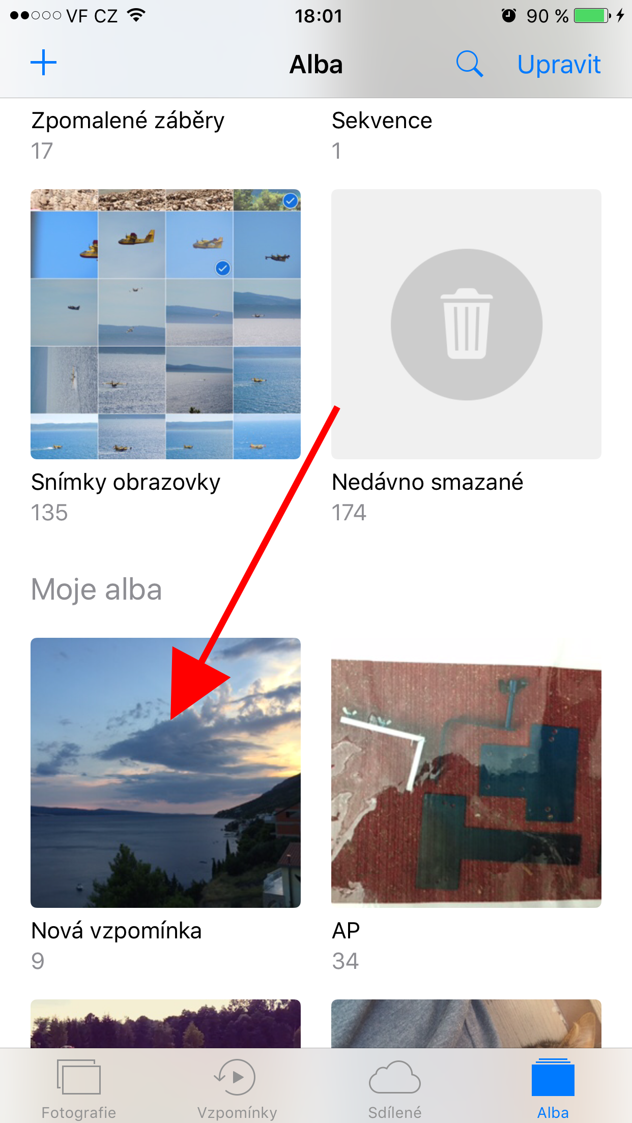 album view with new memory