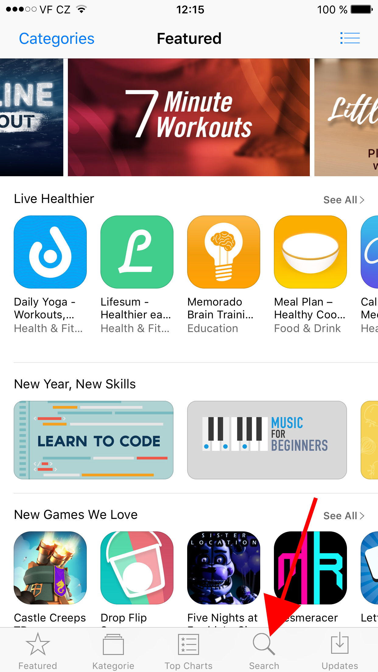 app store search tab