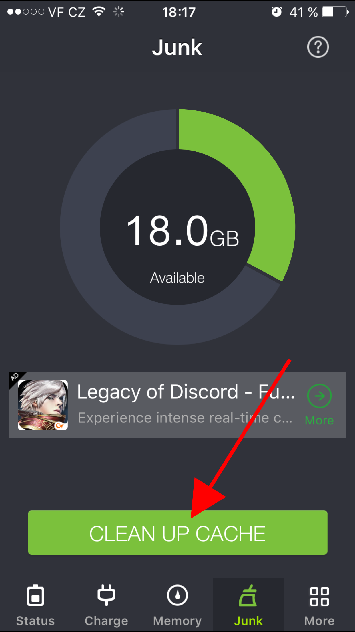 clean up cache option