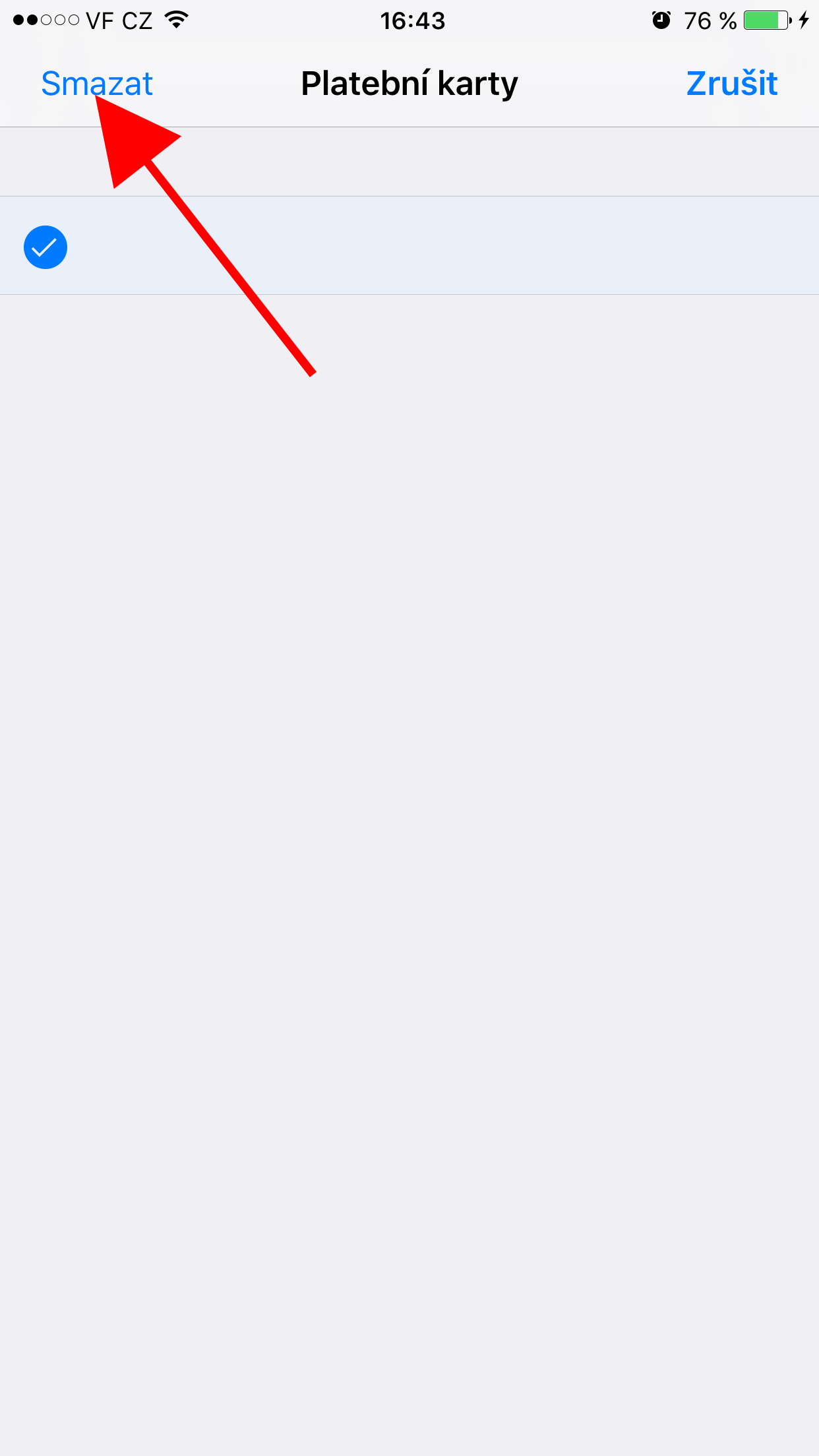 delete payment card option