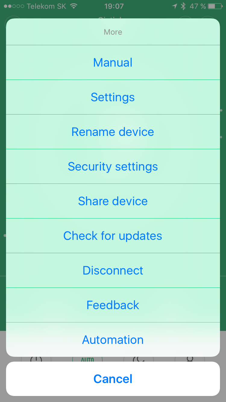 device settings menu