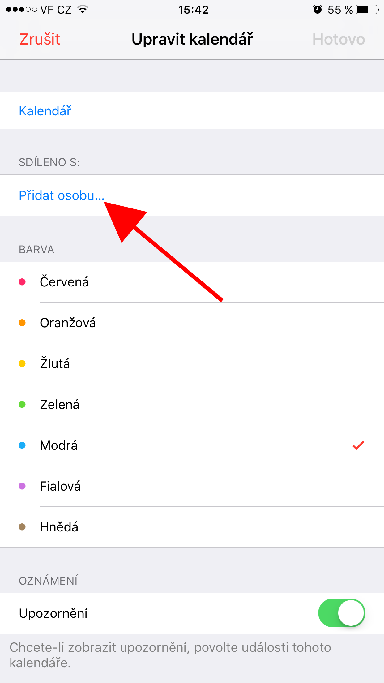 edit calendar color options