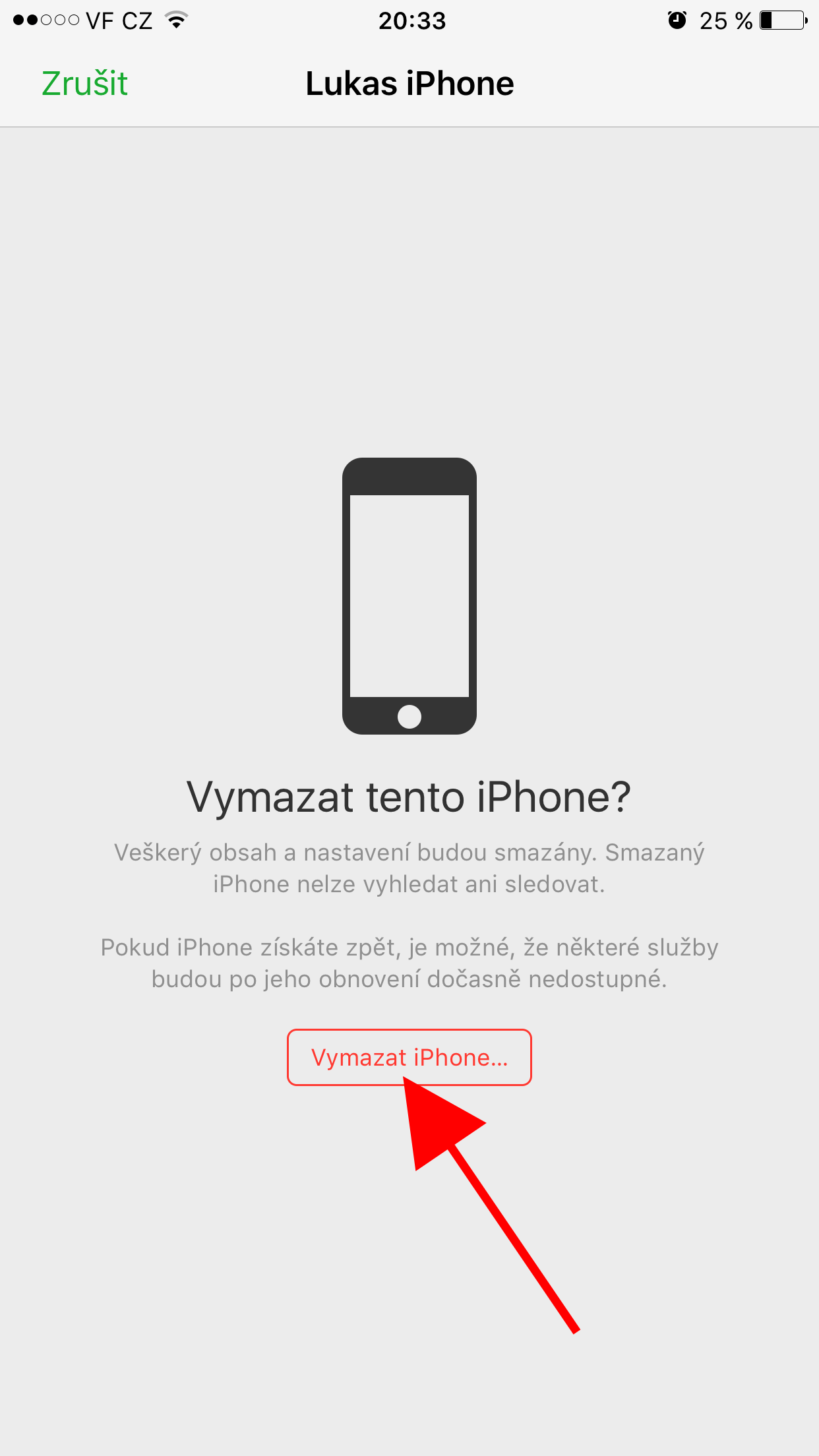 find my iphone confirm erase