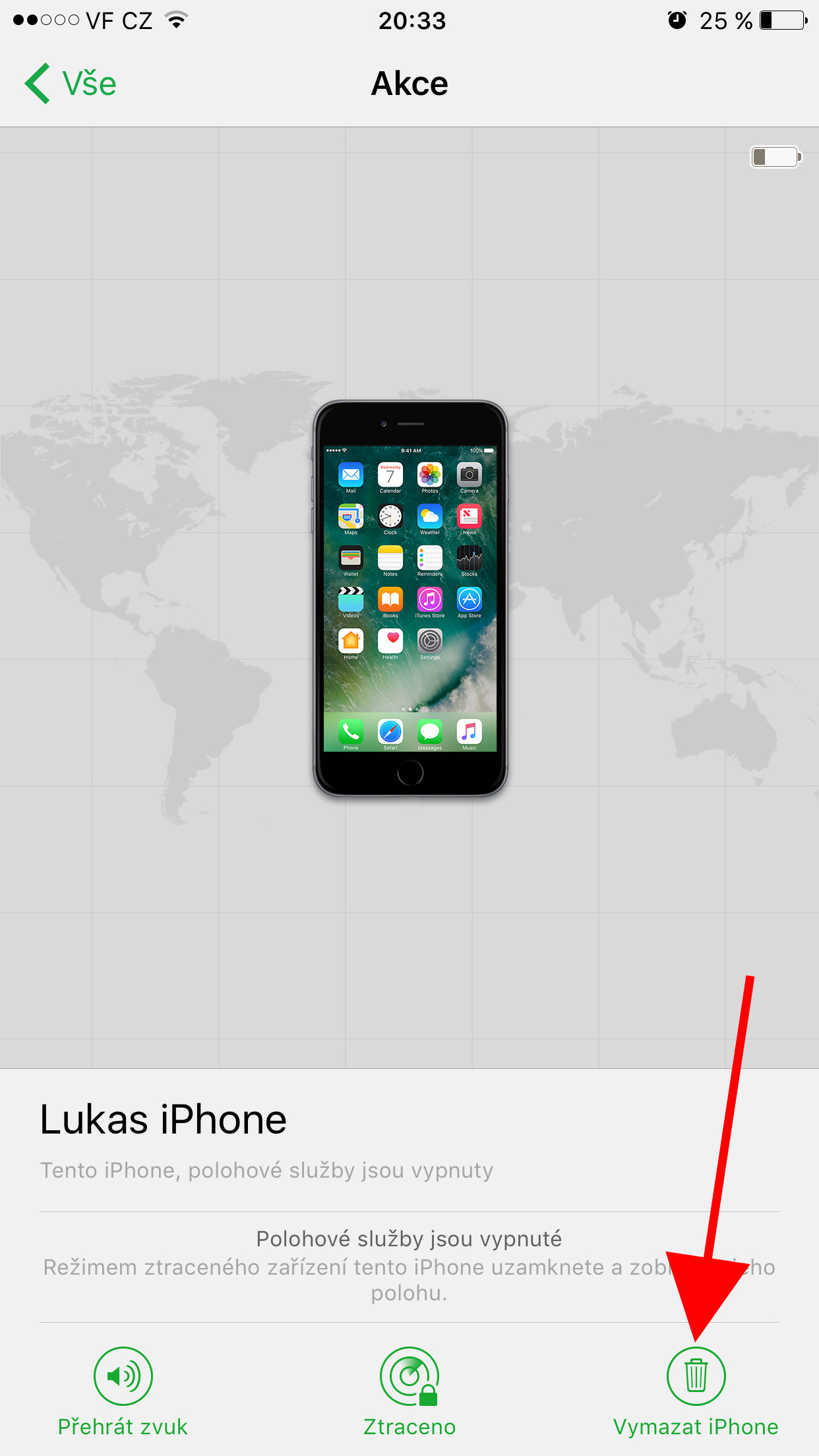 find my iphone erase option