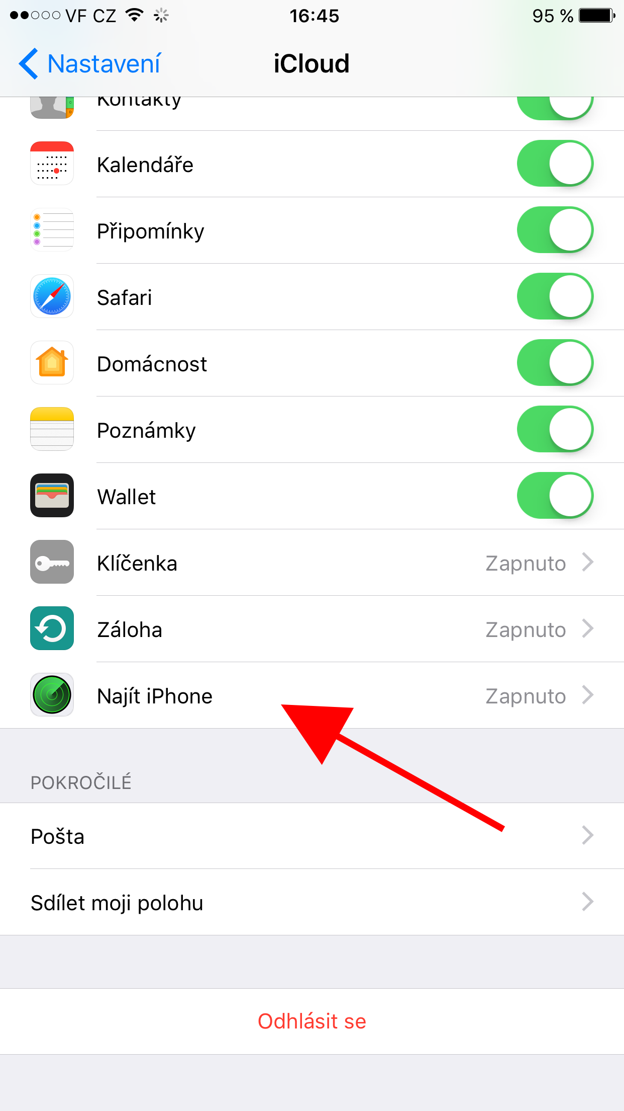 find my iphone settings