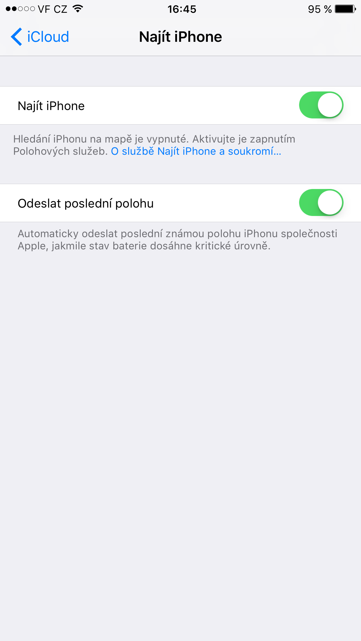 find my iphone toggle