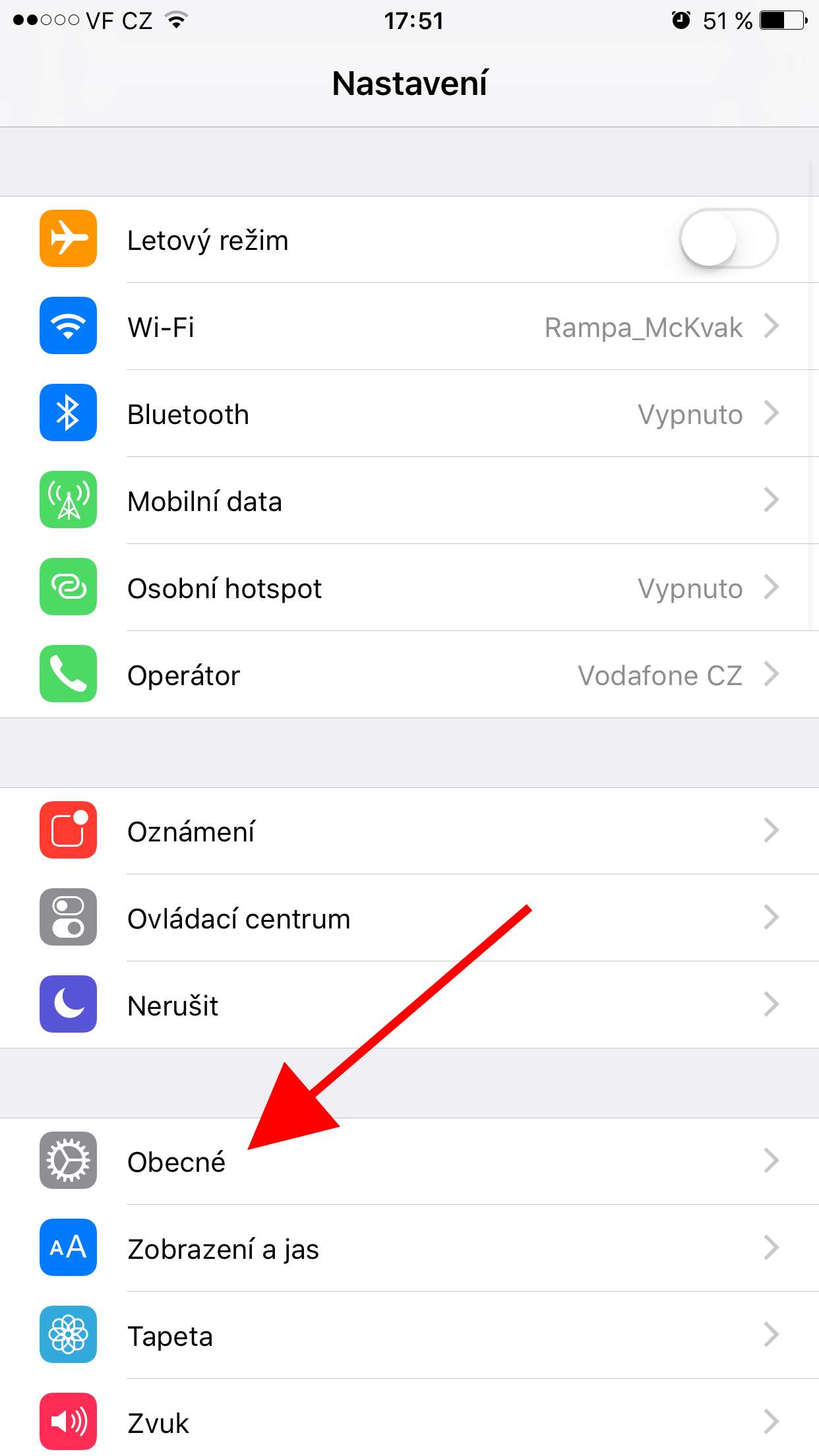 iphone settings menu