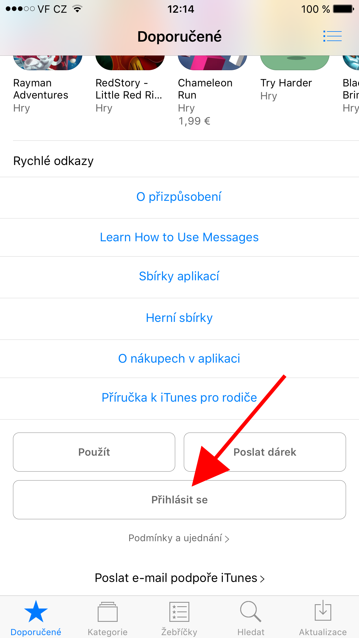 itunes sign in option