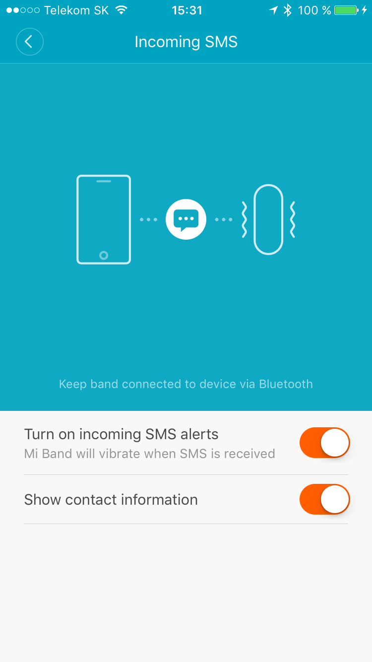 mi band 2 incoming sms alerts