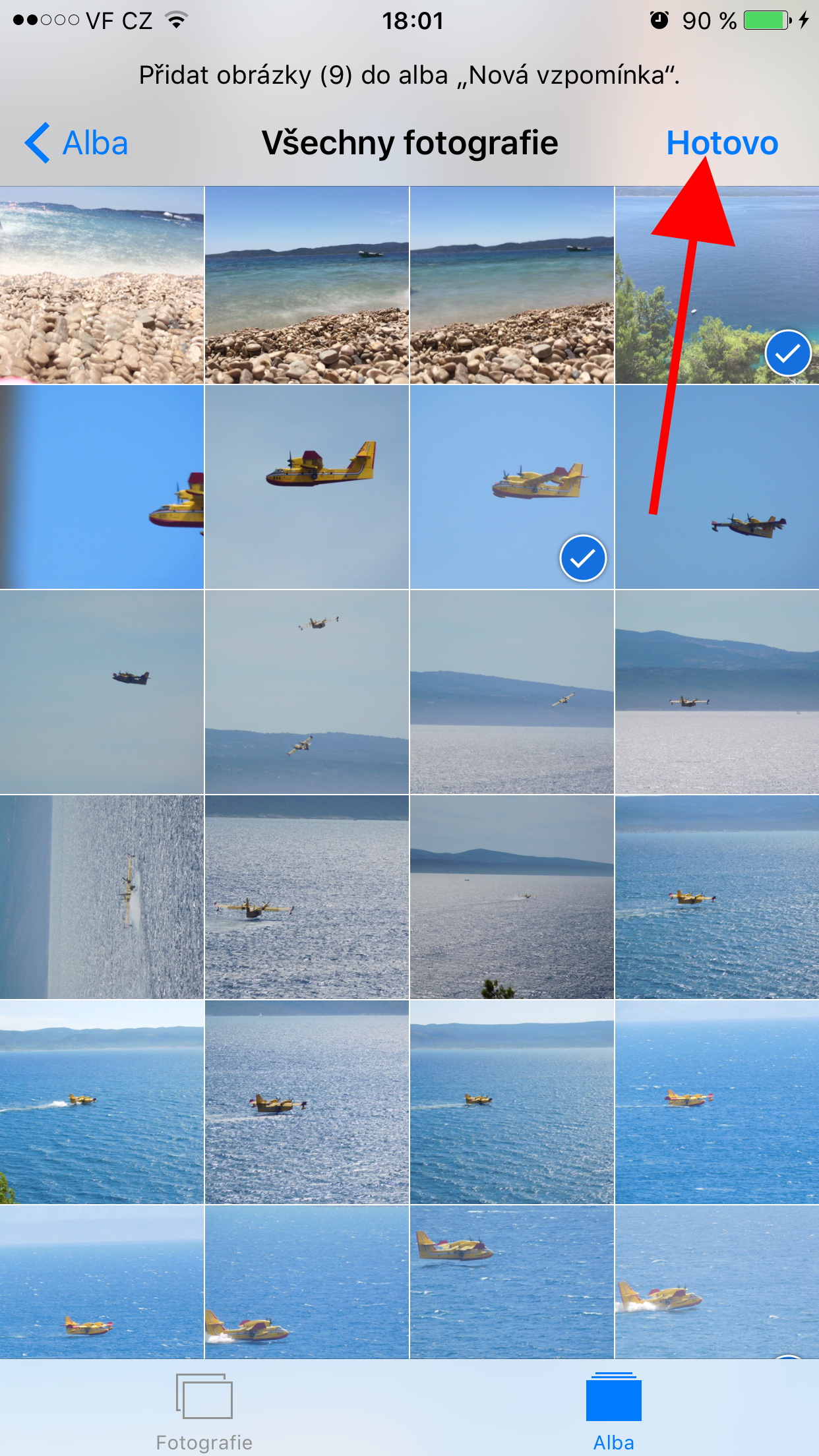 select photos for album