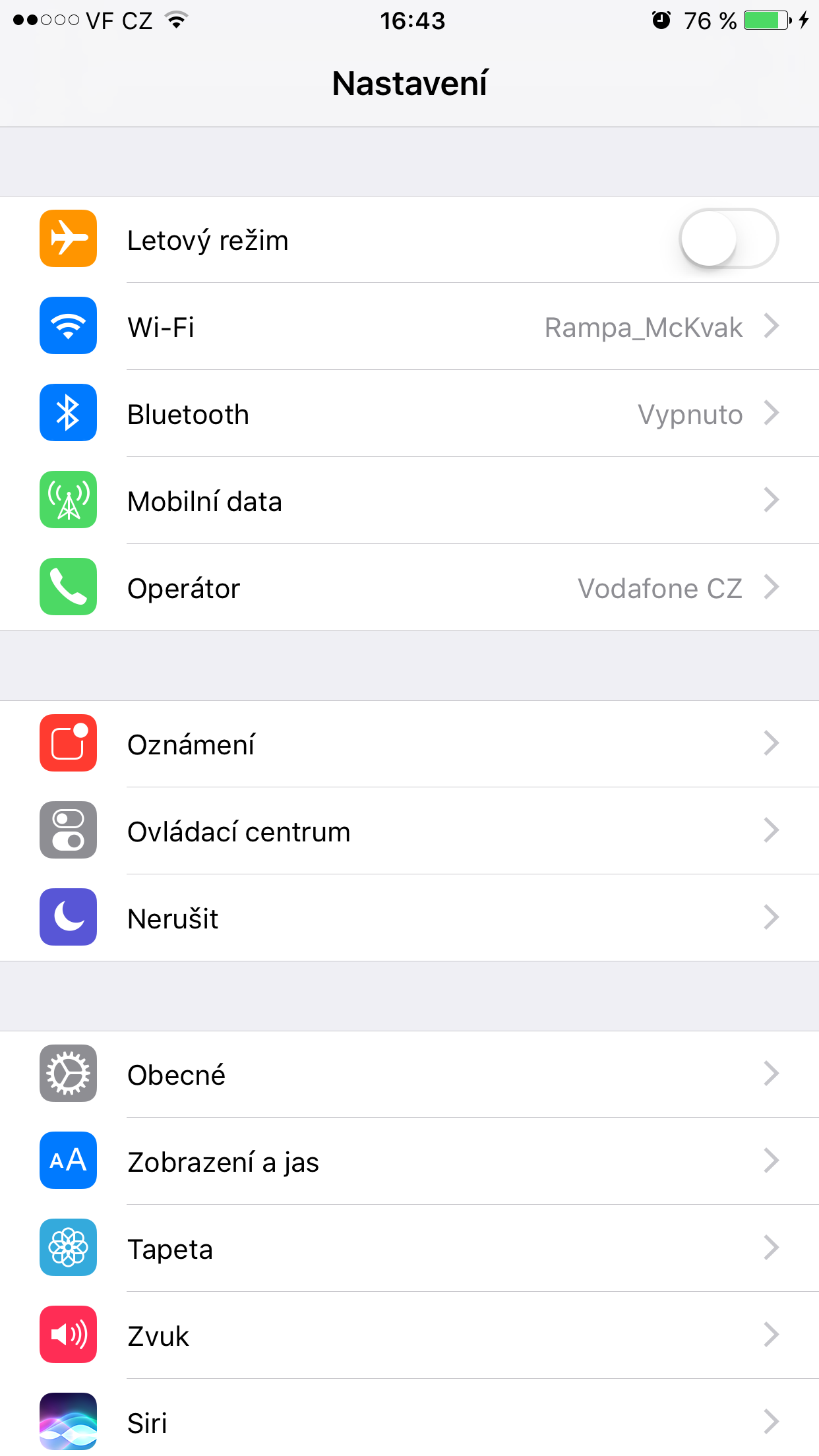 settings menu overview