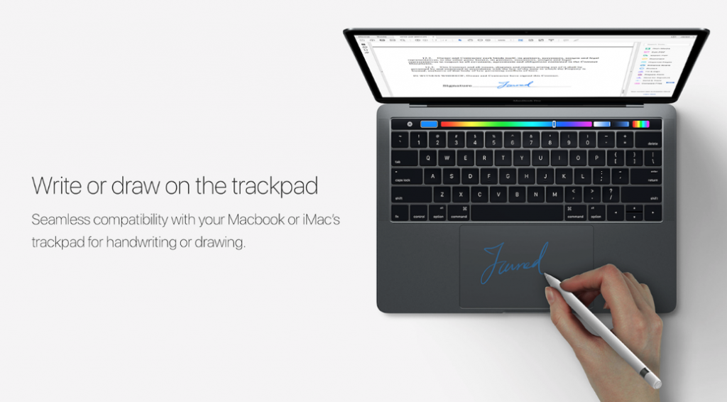 stylus writing on trackpad