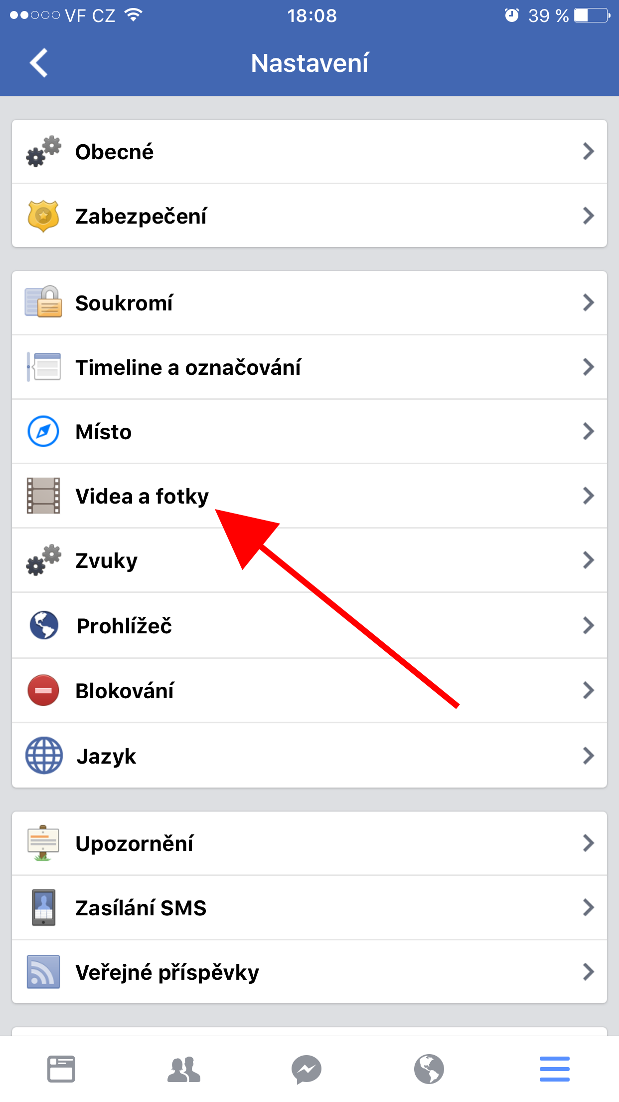 facebook settings videos and photos