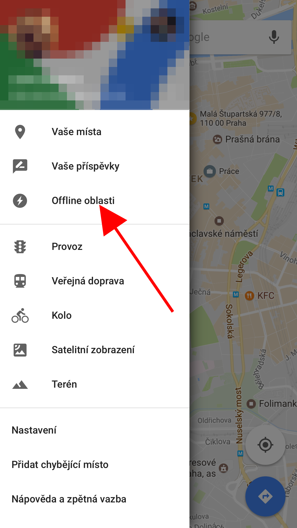 google maps offline areas menu
