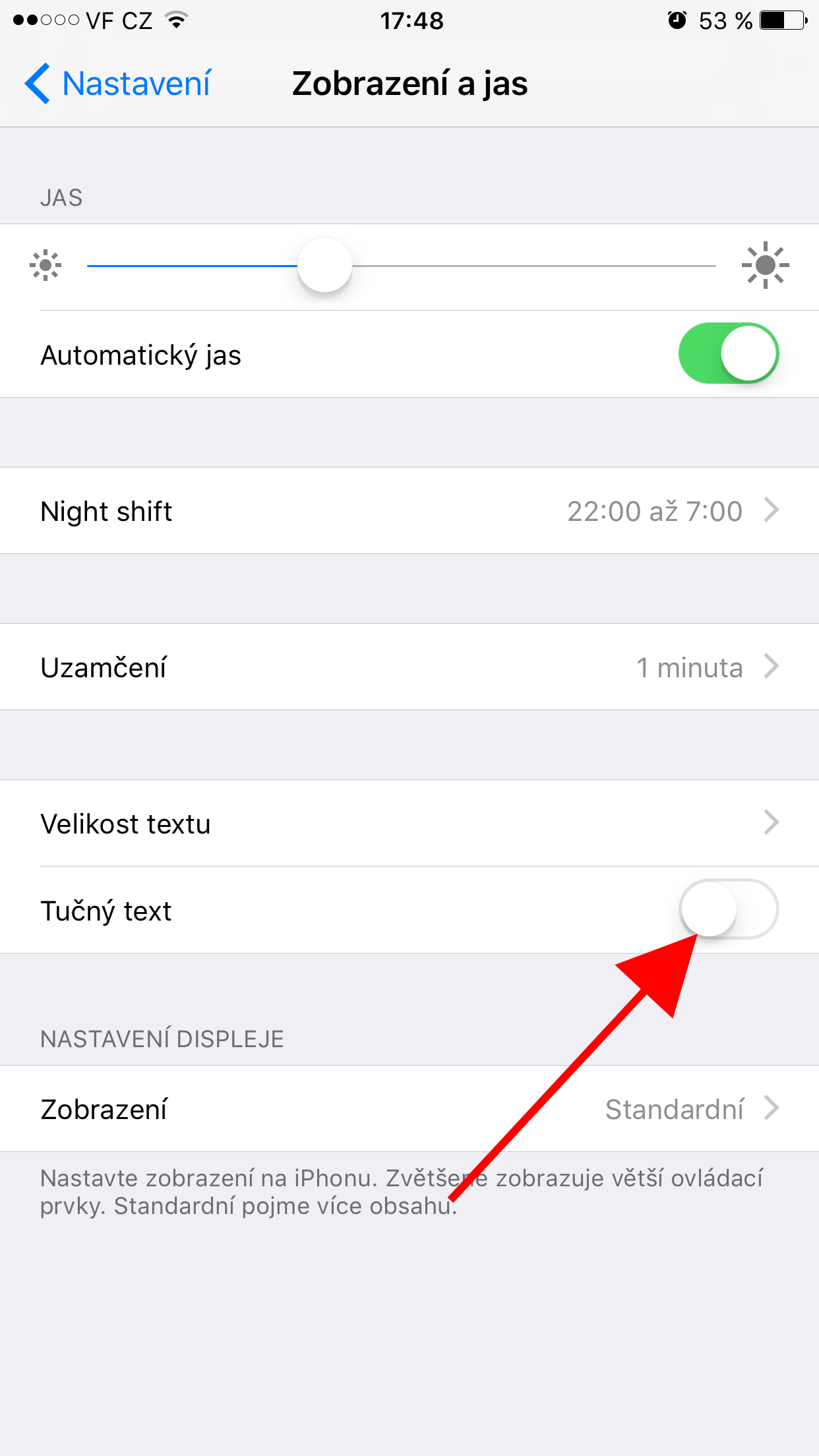 iphone display settings
