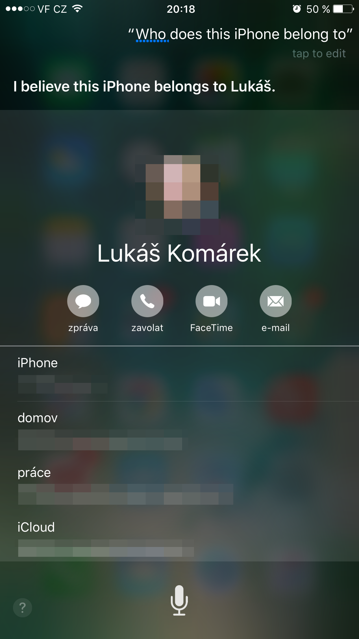 iphone owner contact screen