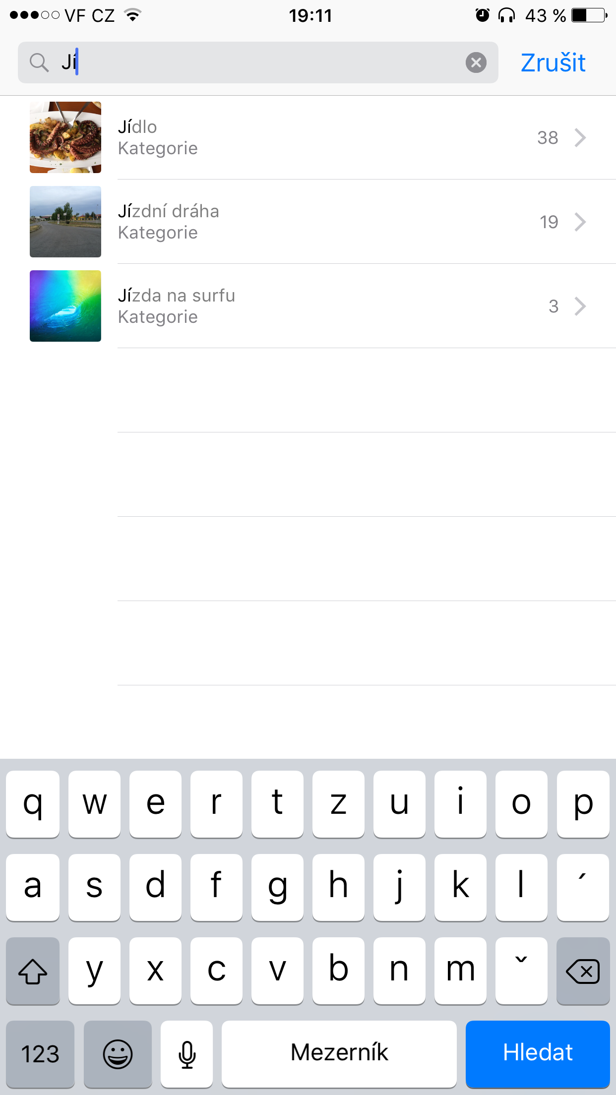 search results on mobile