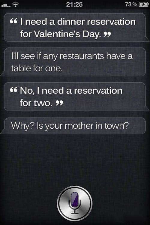siri dinner reservation conversation