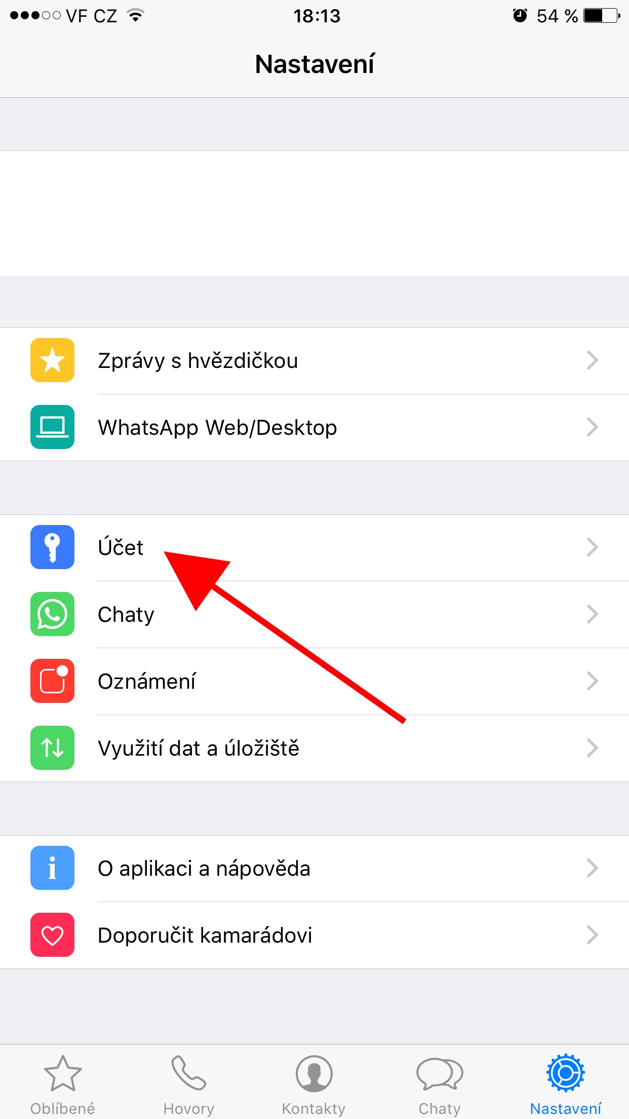 whatsapp settings account selection