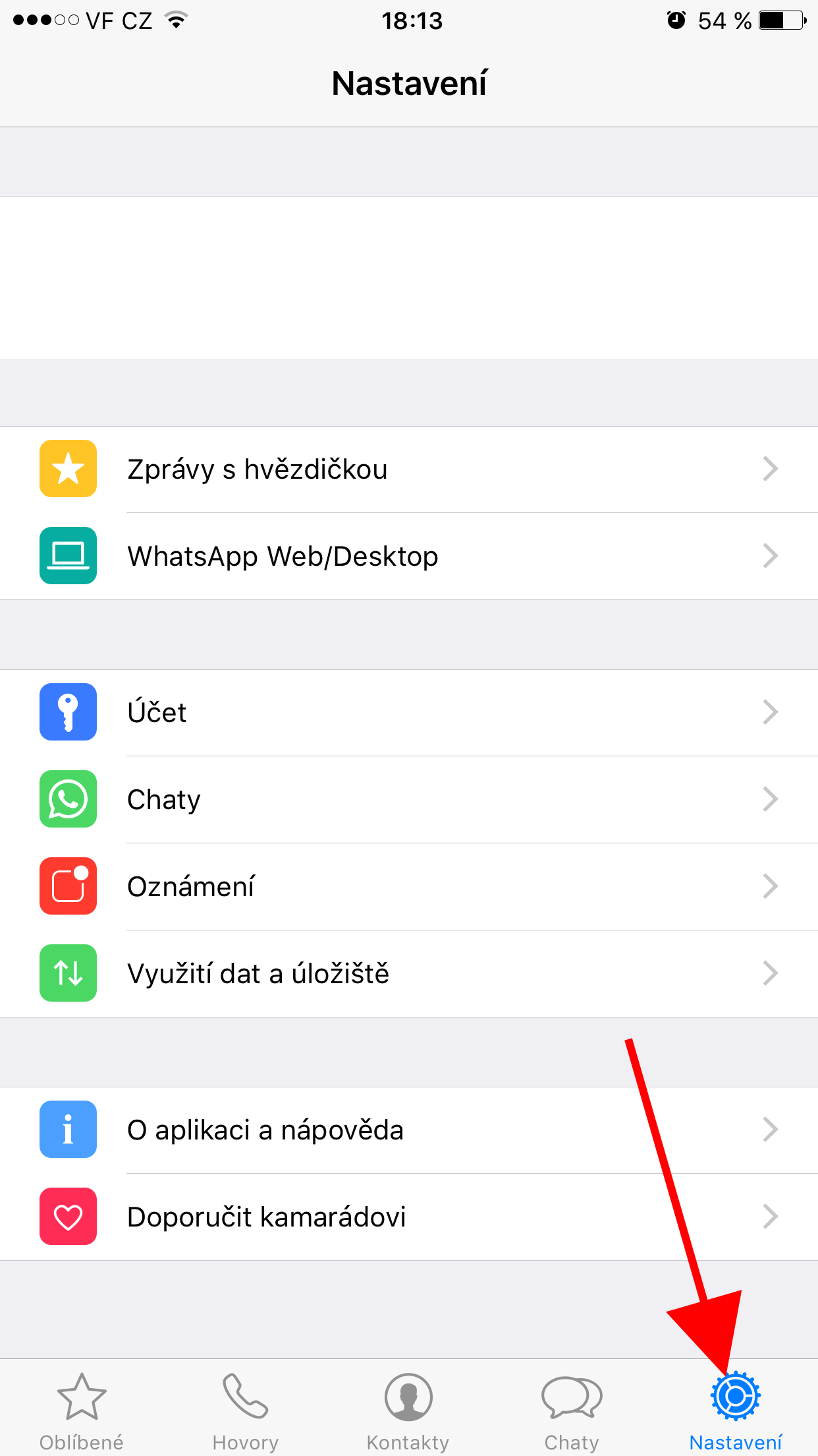 whatsapp settings menu