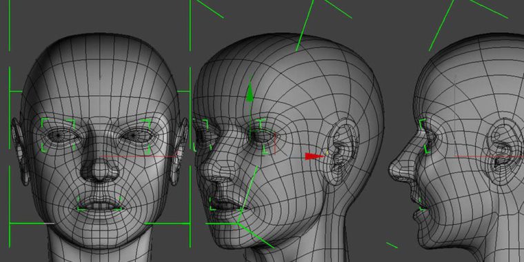 3d head model wireframe