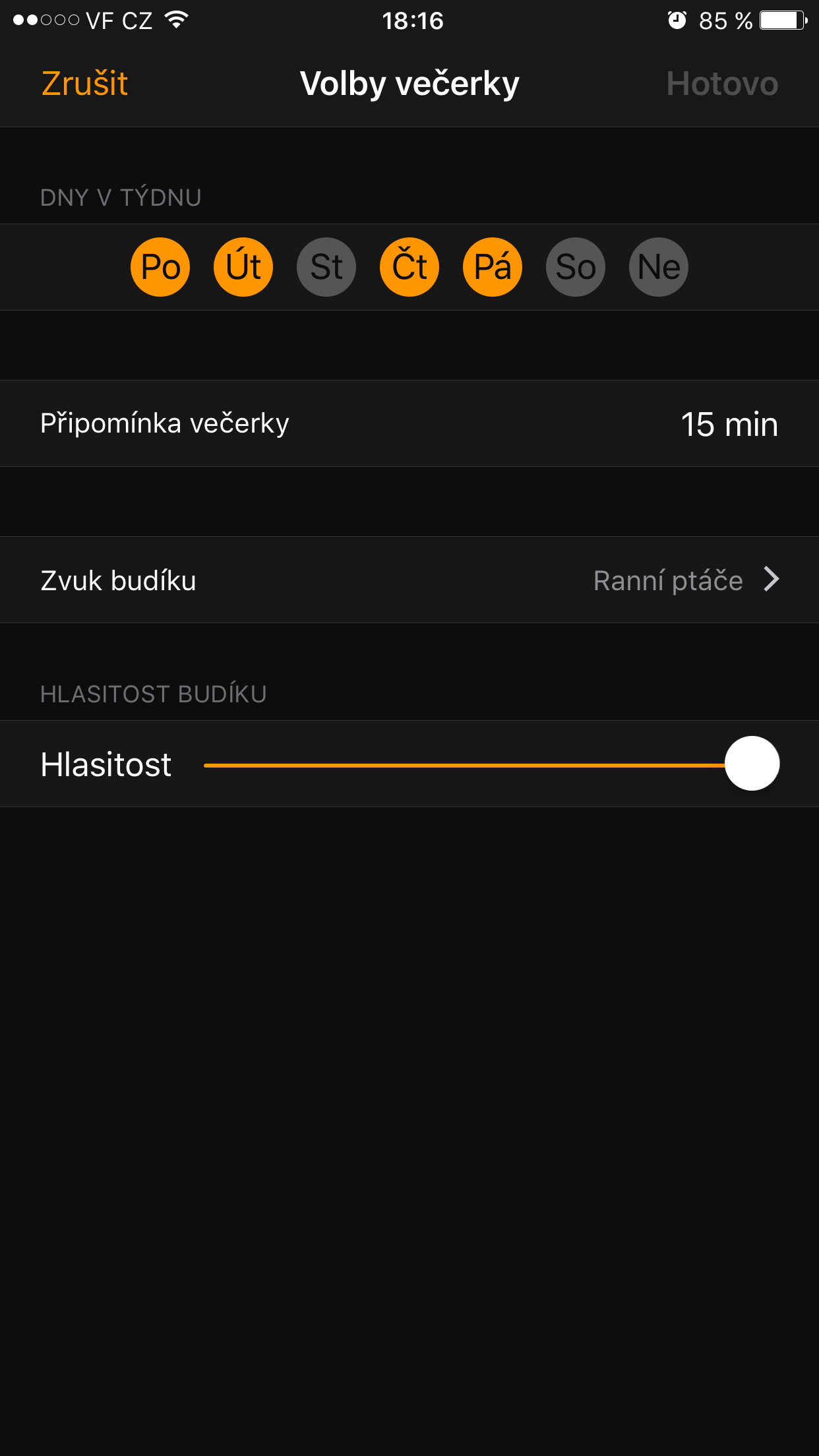 bedtime settings options