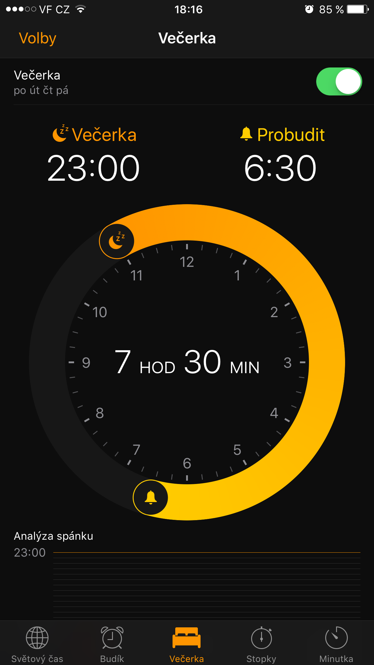 bedtime sleep analysis