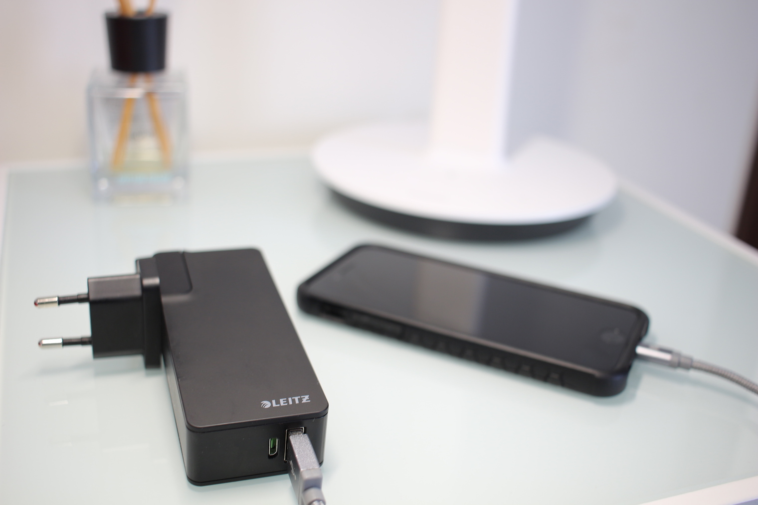 black power bank charging phone